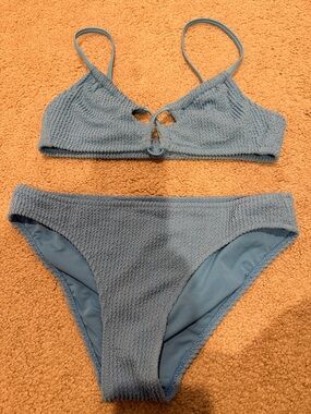 Aerie Blue Textured Two-Piece Bikini Set sz XS
